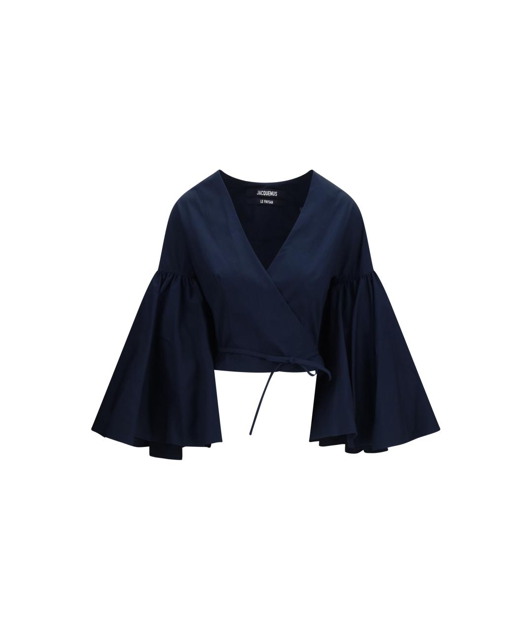 JACQUEMUS Темно-синяя хлопковая блузы, фото 1