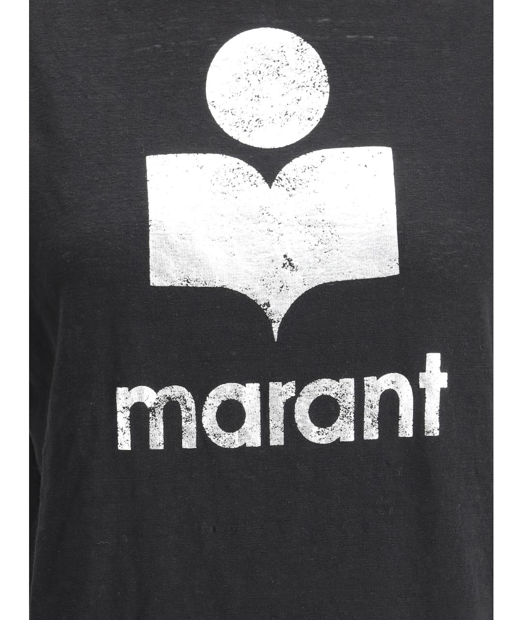 ISABEL MARANT ETOILE Черная льняная футболка, фото 3