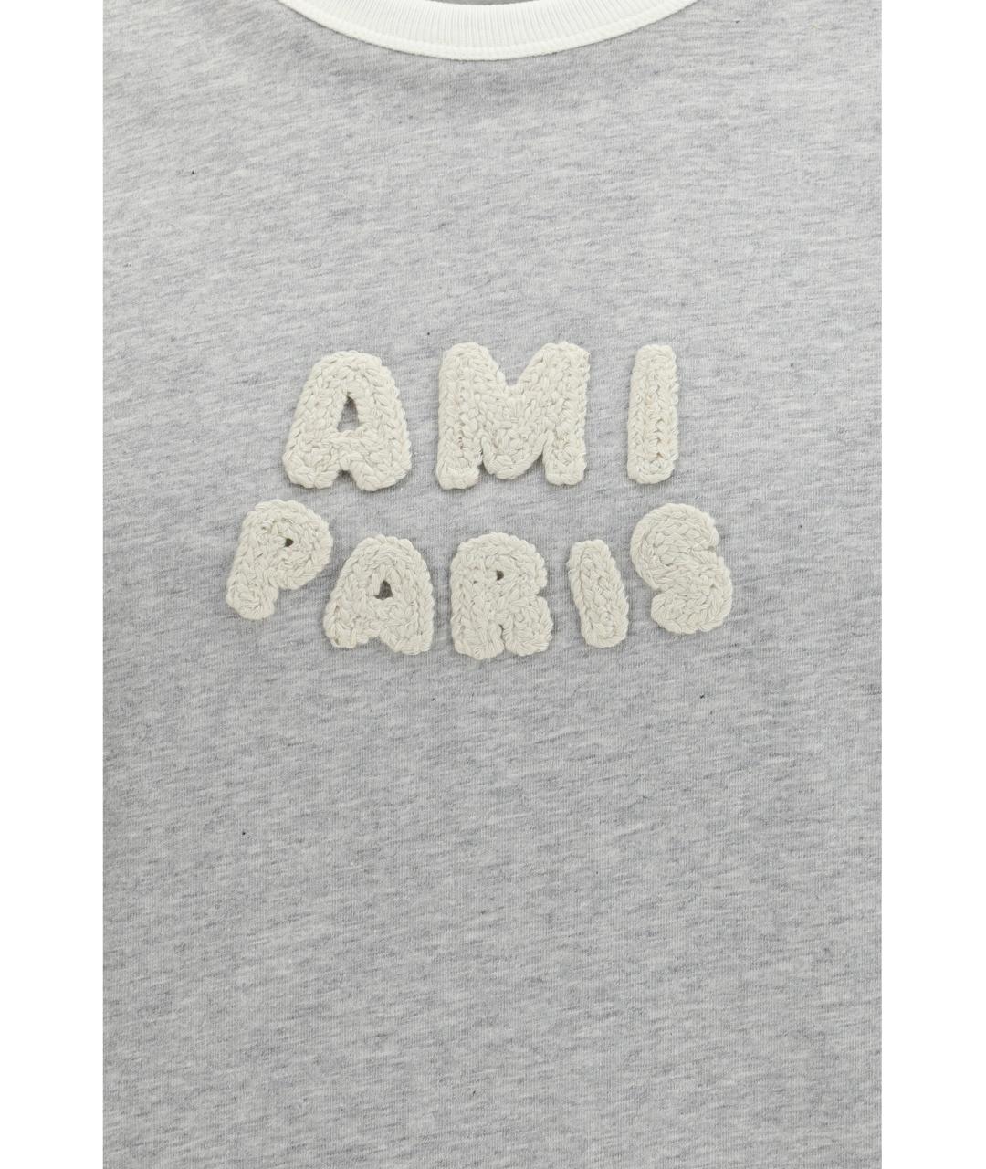 Ami Paris Серая хлопковая футболка, фото 3