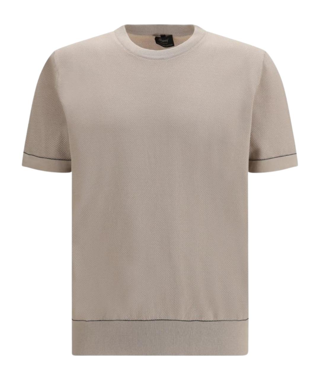 BRIONI Бежевая хлопковая футболка, фото 1