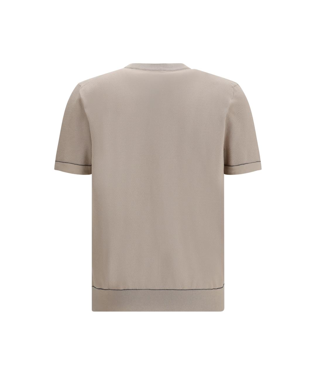 BRIONI Бежевая хлопковая футболка, фото 2