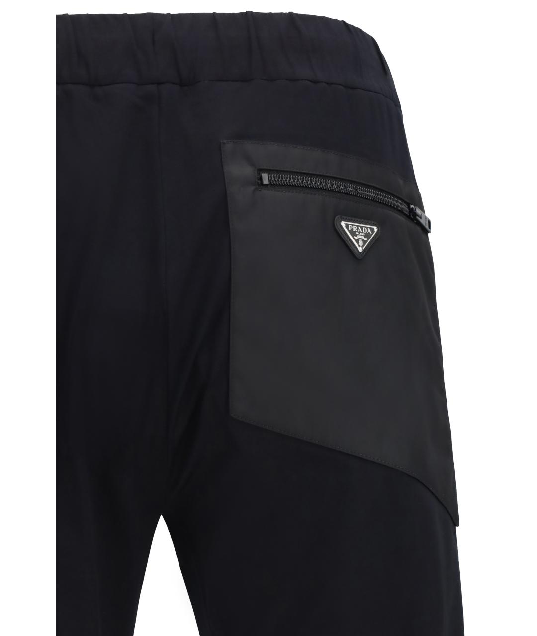 PRADA Черные хлопко-эластановые повседневные брюки, фото 3