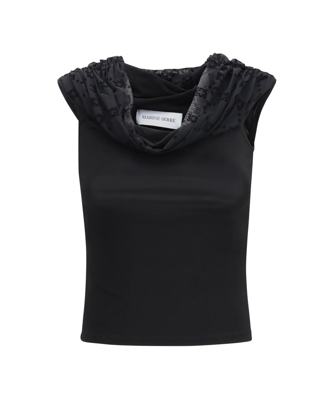 MARINE SERRE Черная вискозная майка, фото 1