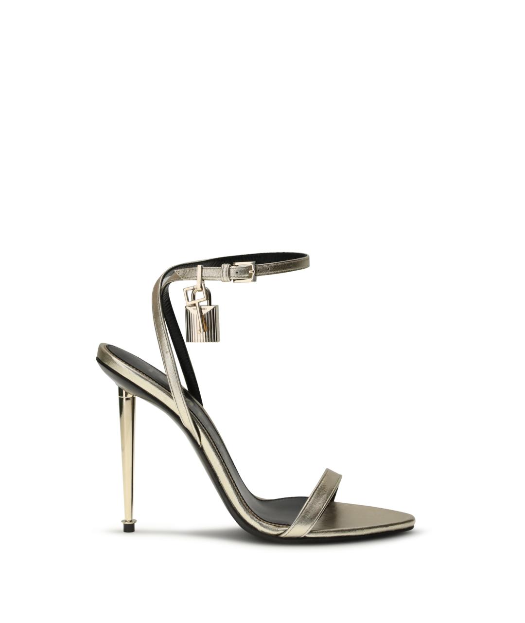 TOM FORD Золотые кожаные босоножки, фото 4