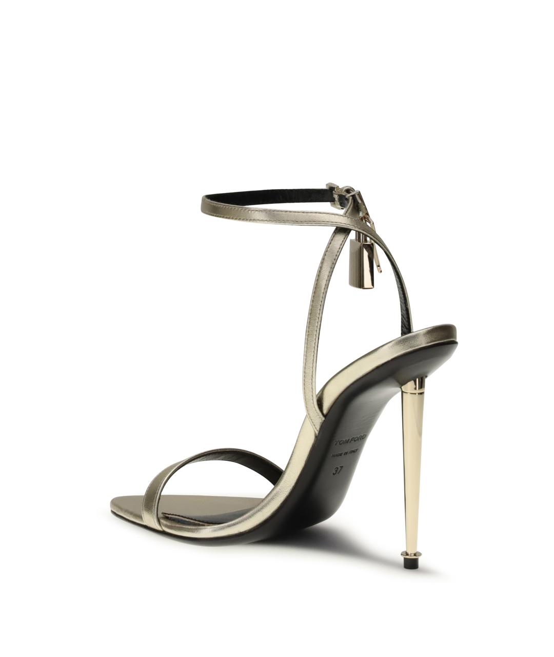 TOM FORD Золотые кожаные босоножки, фото 3