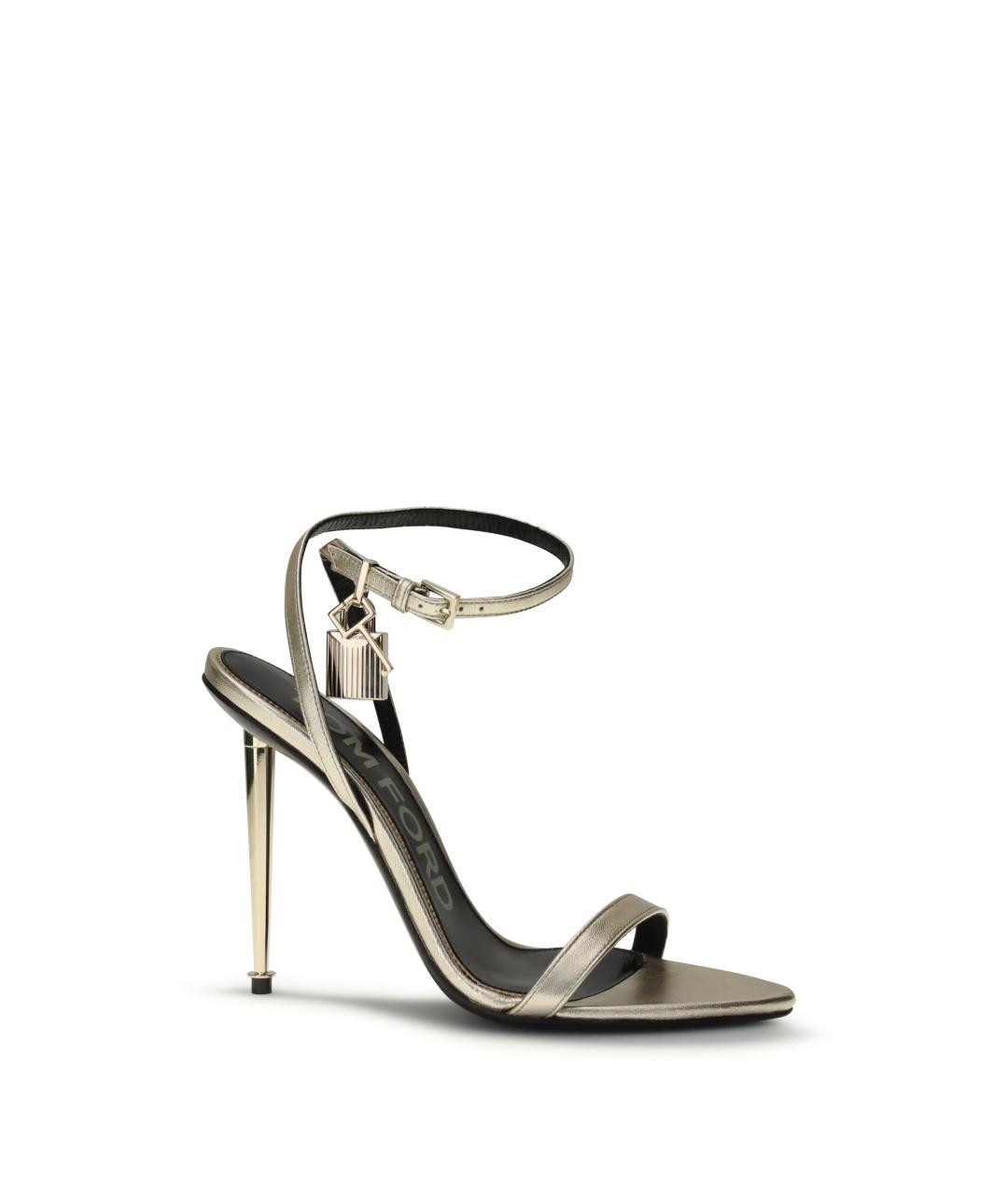 TOM FORD Золотые кожаные босоножки, фото 2