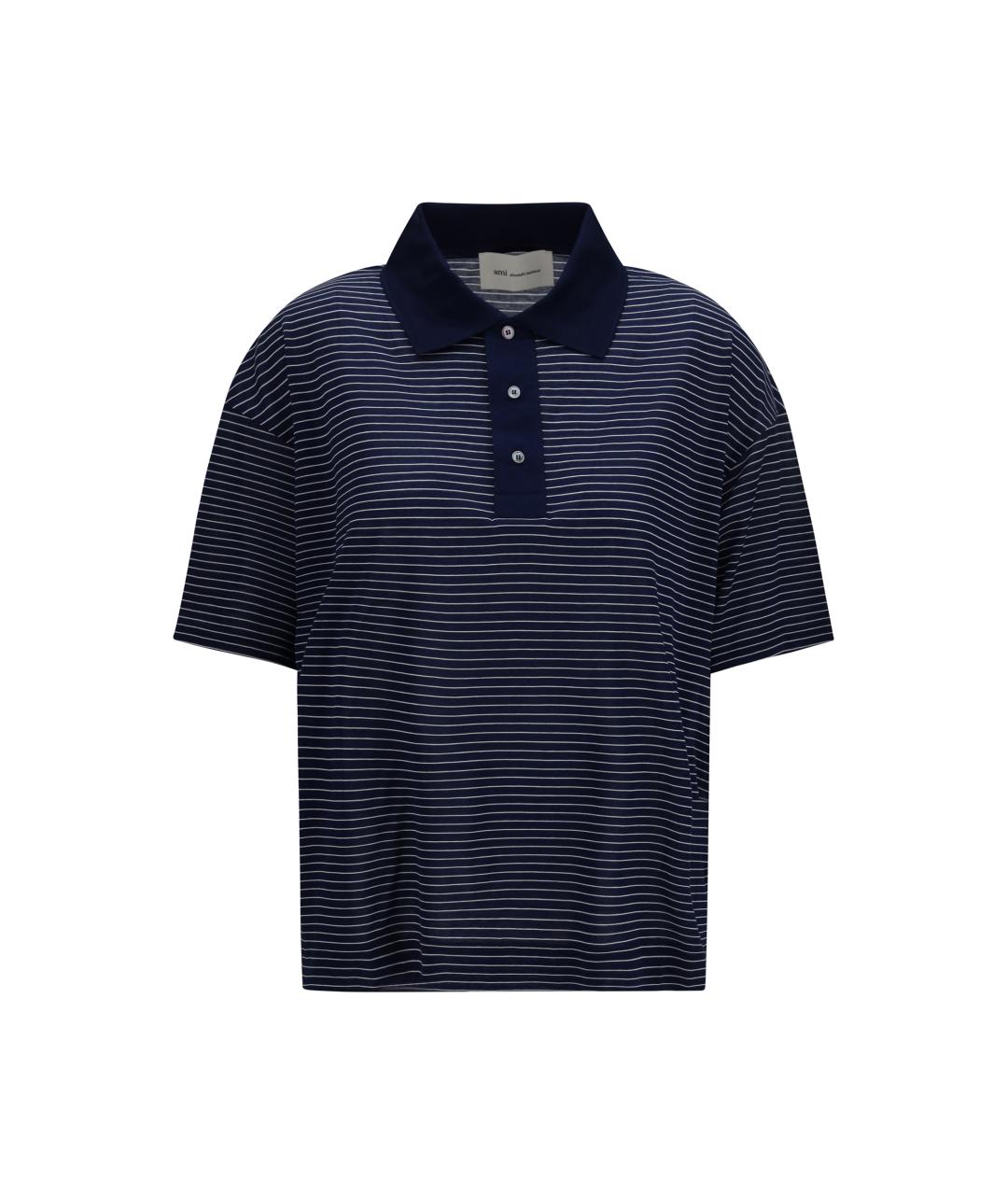 Ami Paris Темно-синяя хлопковая футболка, фото 1