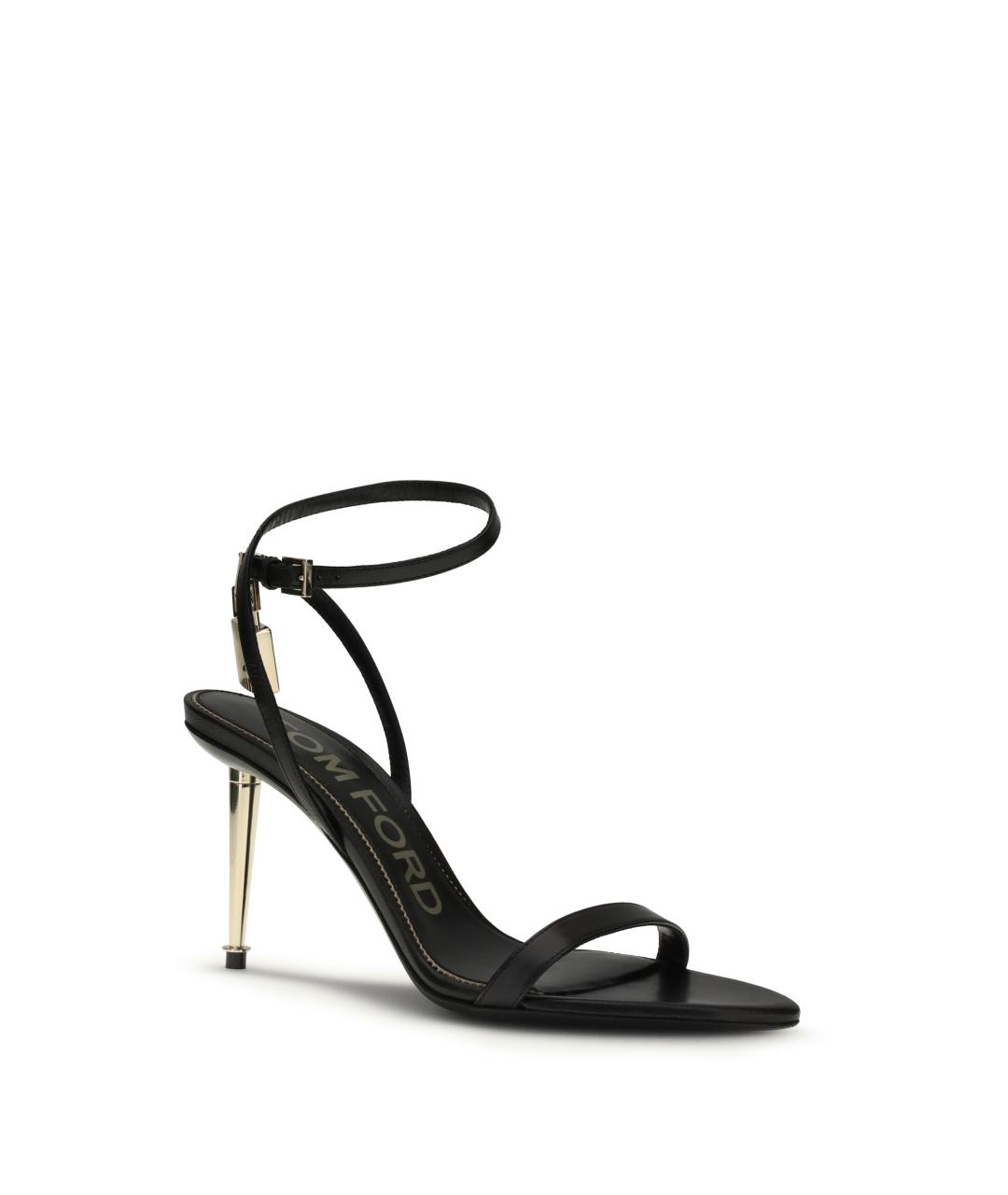 TOM FORD Черные кожаные босоножки, фото 2