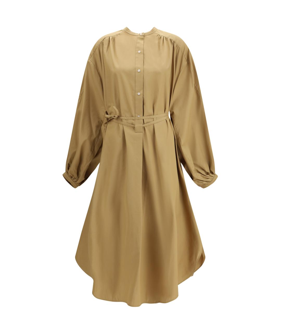 LOULOU STUDIO Бежевое хлопковое повседневное платье, фото 1