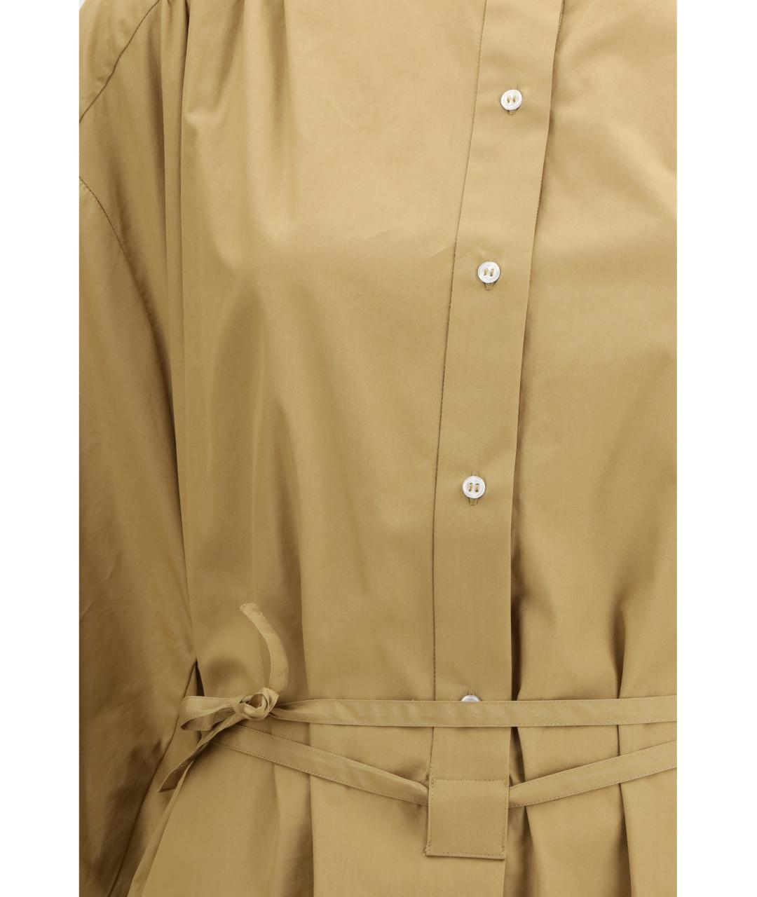 LOULOU STUDIO Бежевое хлопковое повседневное платье, фото 3