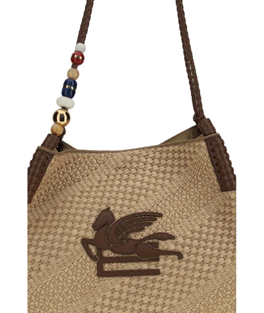 ETRO Бежевая пелетеная сумка с короткими ручками, фото 4