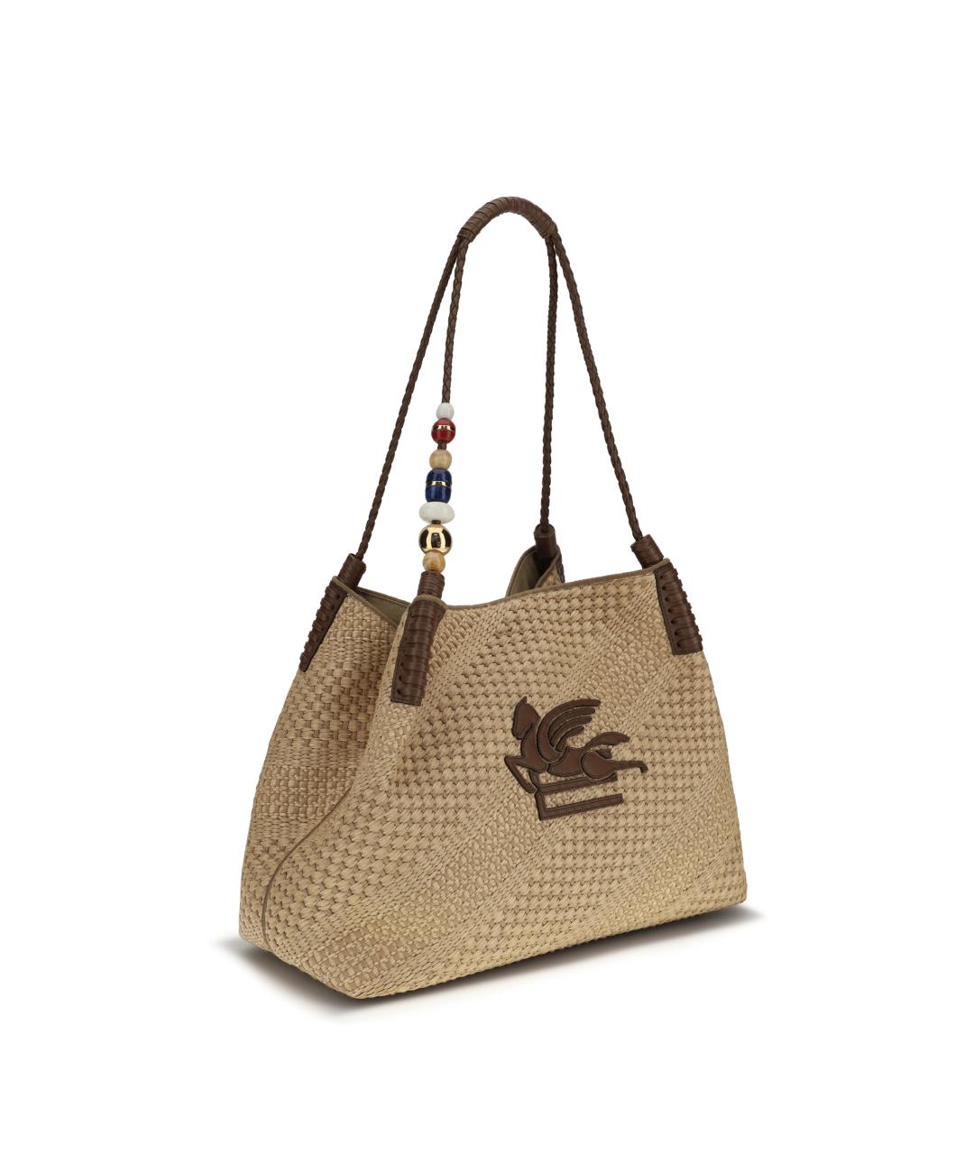 ETRO Бежевая пелетеная сумка с короткими ручками, фото 2