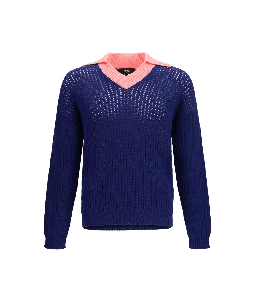 FENDI Синий хлопковый джемпер / свитер, фото 1