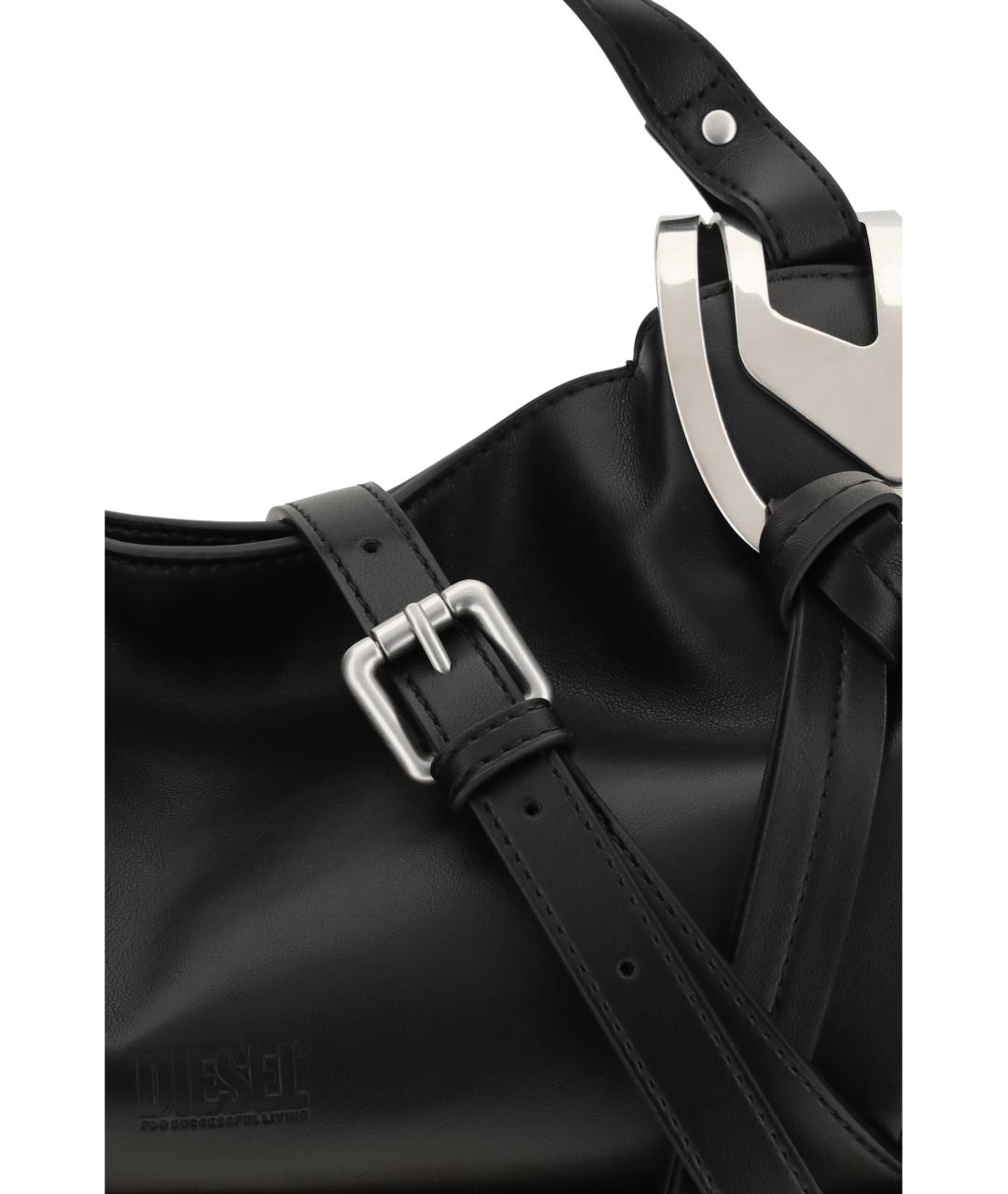 DIESEL Черная кожаная сумка с короткими ручками, фото 4