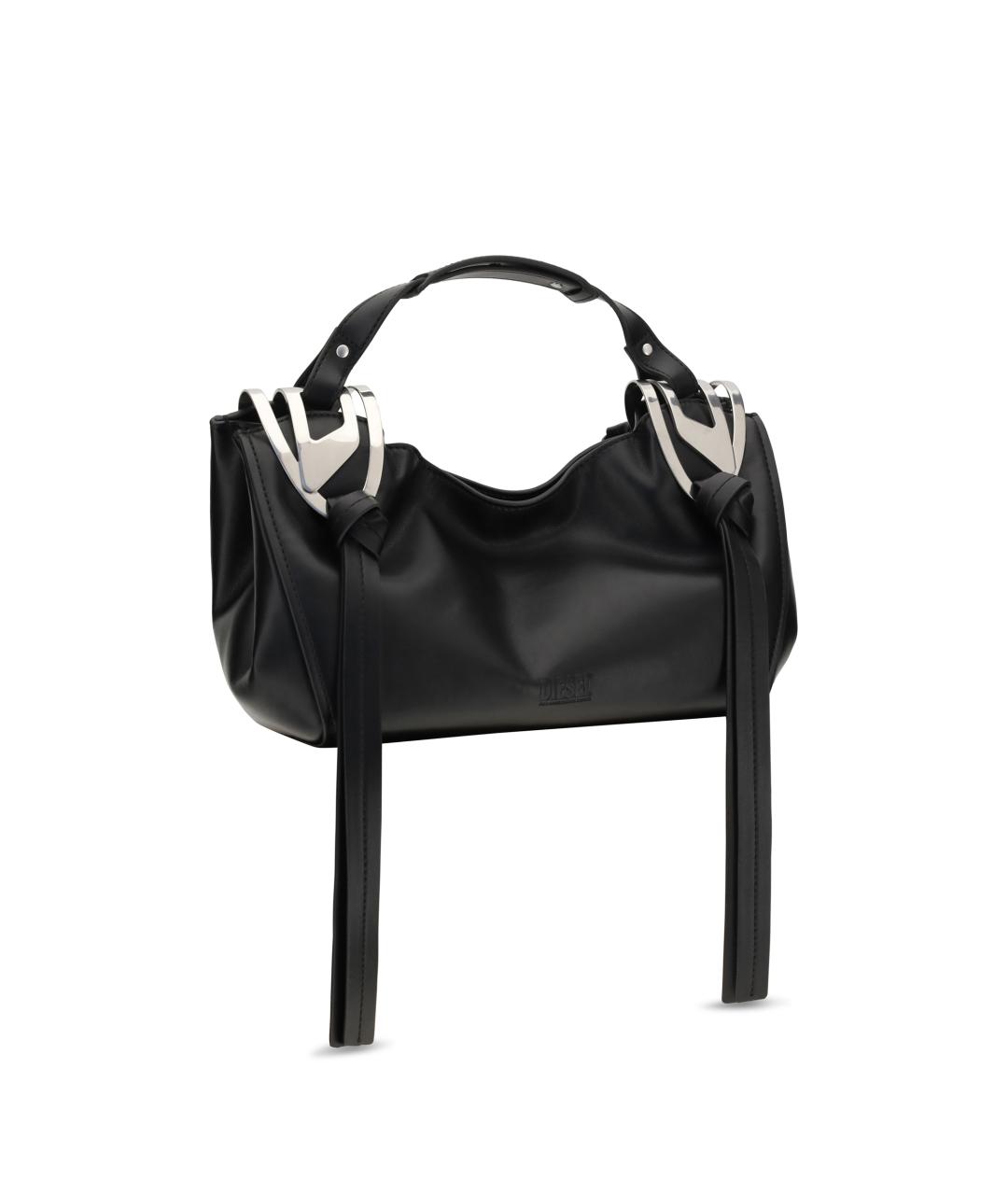 DIESEL Черная кожаная сумка с короткими ручками, фото 2