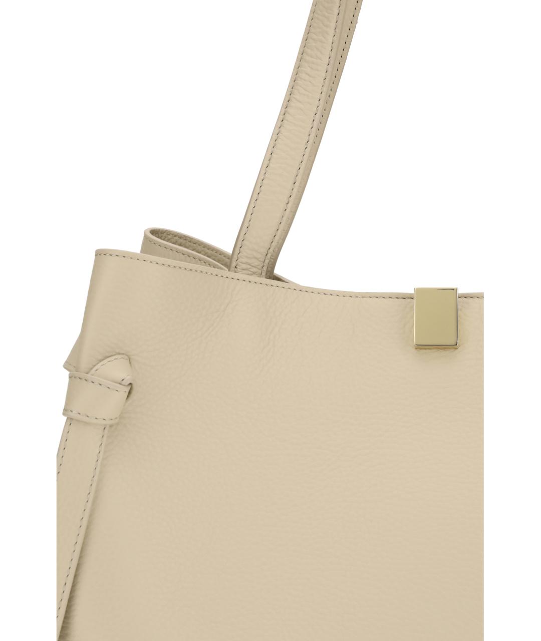 YUZEFI Бежевая кожаная сумка с короткими ручками, фото 4