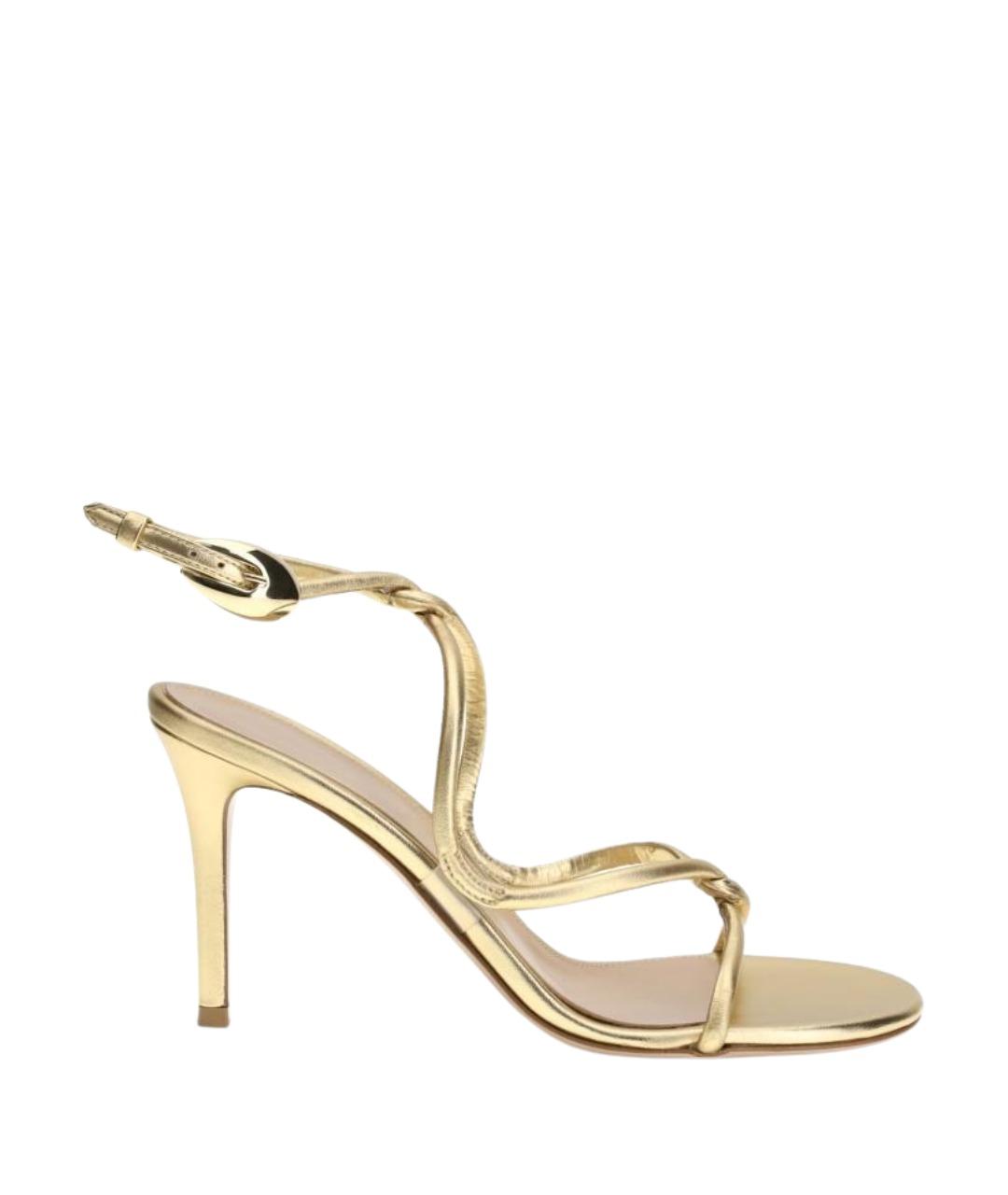 GIANVITO ROSSI Золотые кожаные босоножки, фото 1