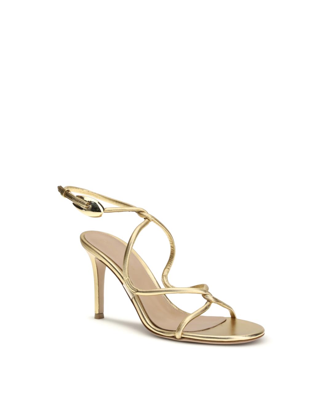 GIANVITO ROSSI Золотые кожаные босоножки, фото 2