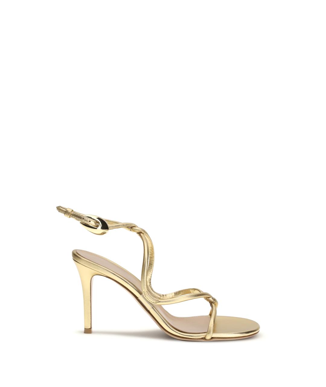 GIANVITO ROSSI Золотые кожаные босоножки, фото 4