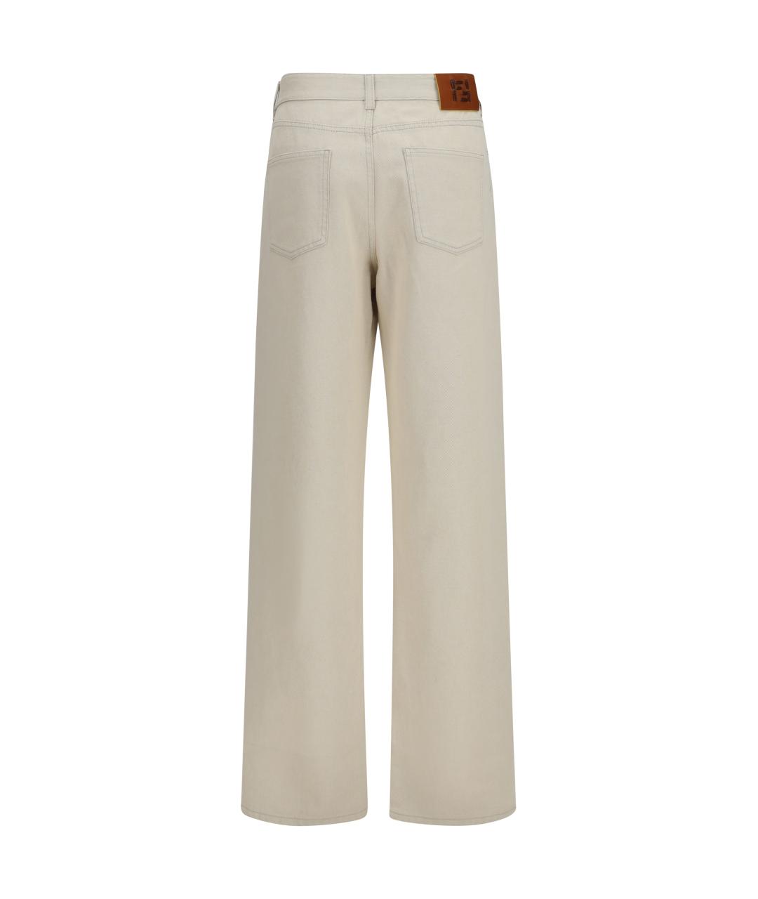 FENDI Бежевые хлопковые прямые джинсы, фото 2