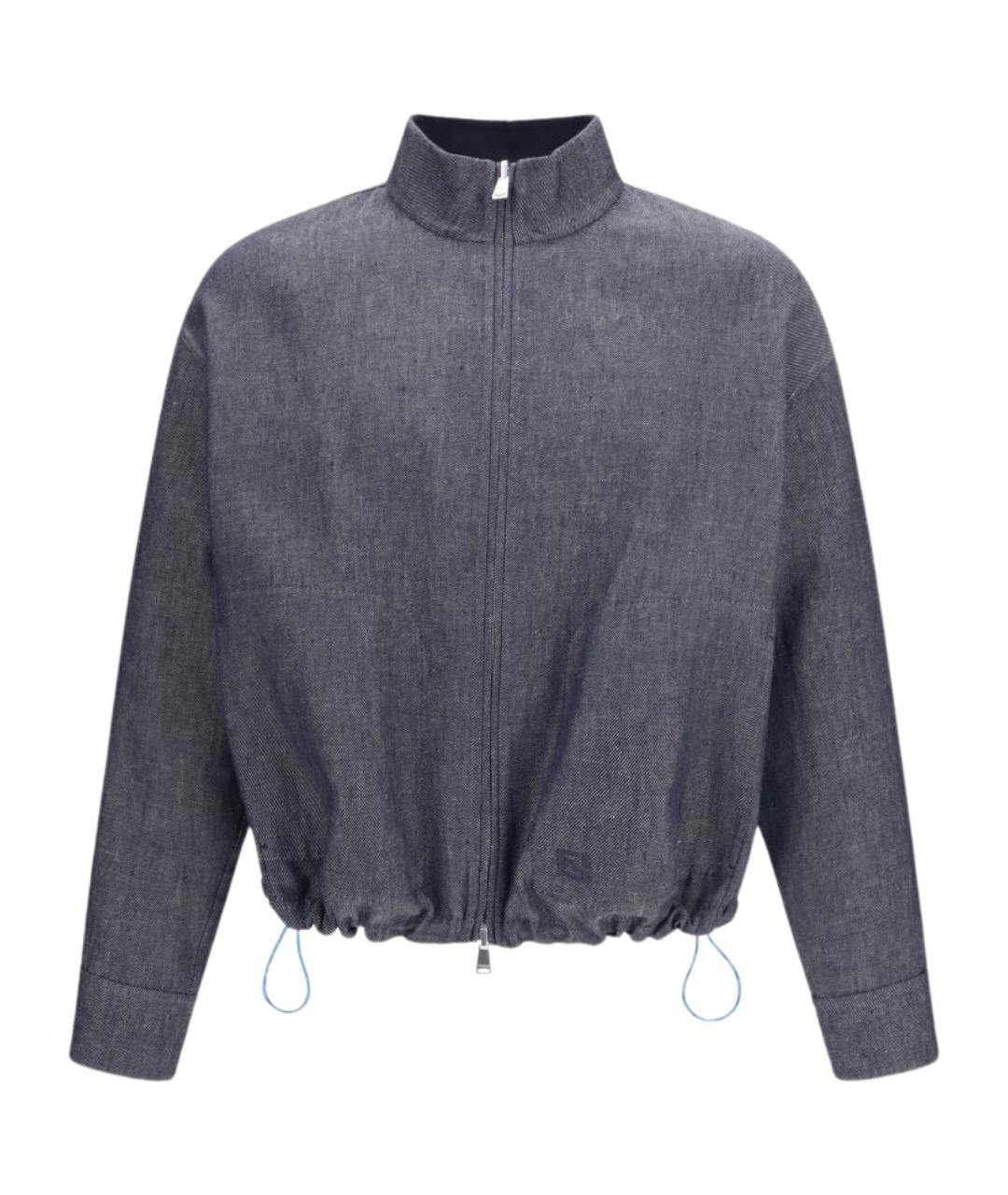 FENDI Синяя льняная куртка, фото 1