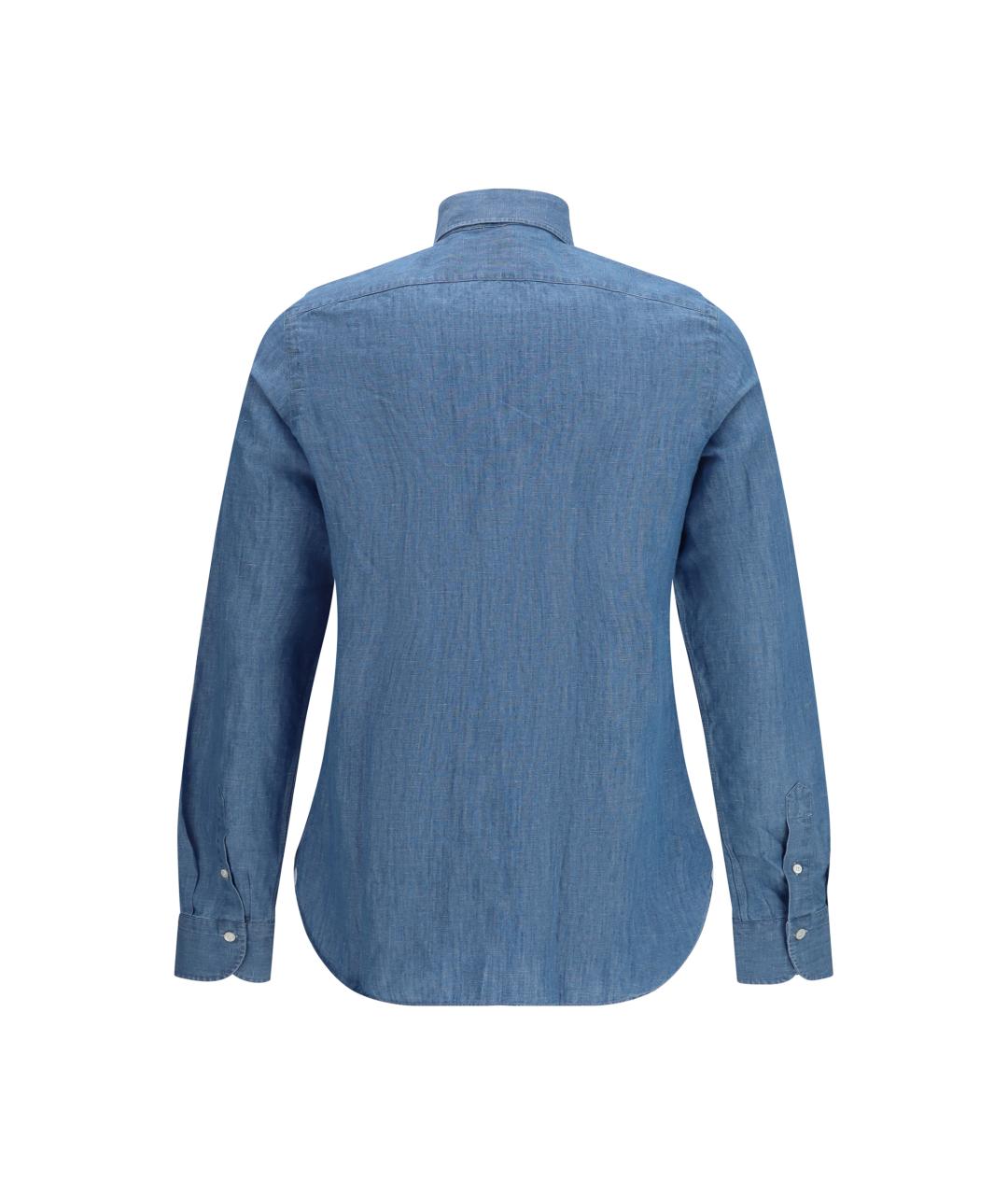 FINAMORE Синяя хлопковая кэжуал рубашка, фото 2