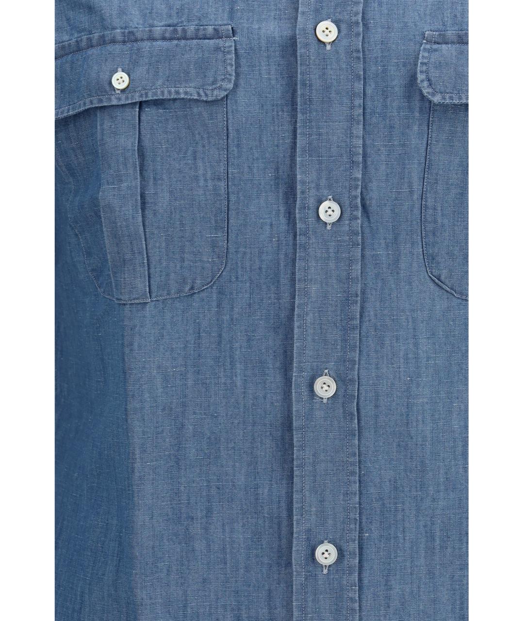 FINAMORE Синяя хлопковая кэжуал рубашка, фото 3