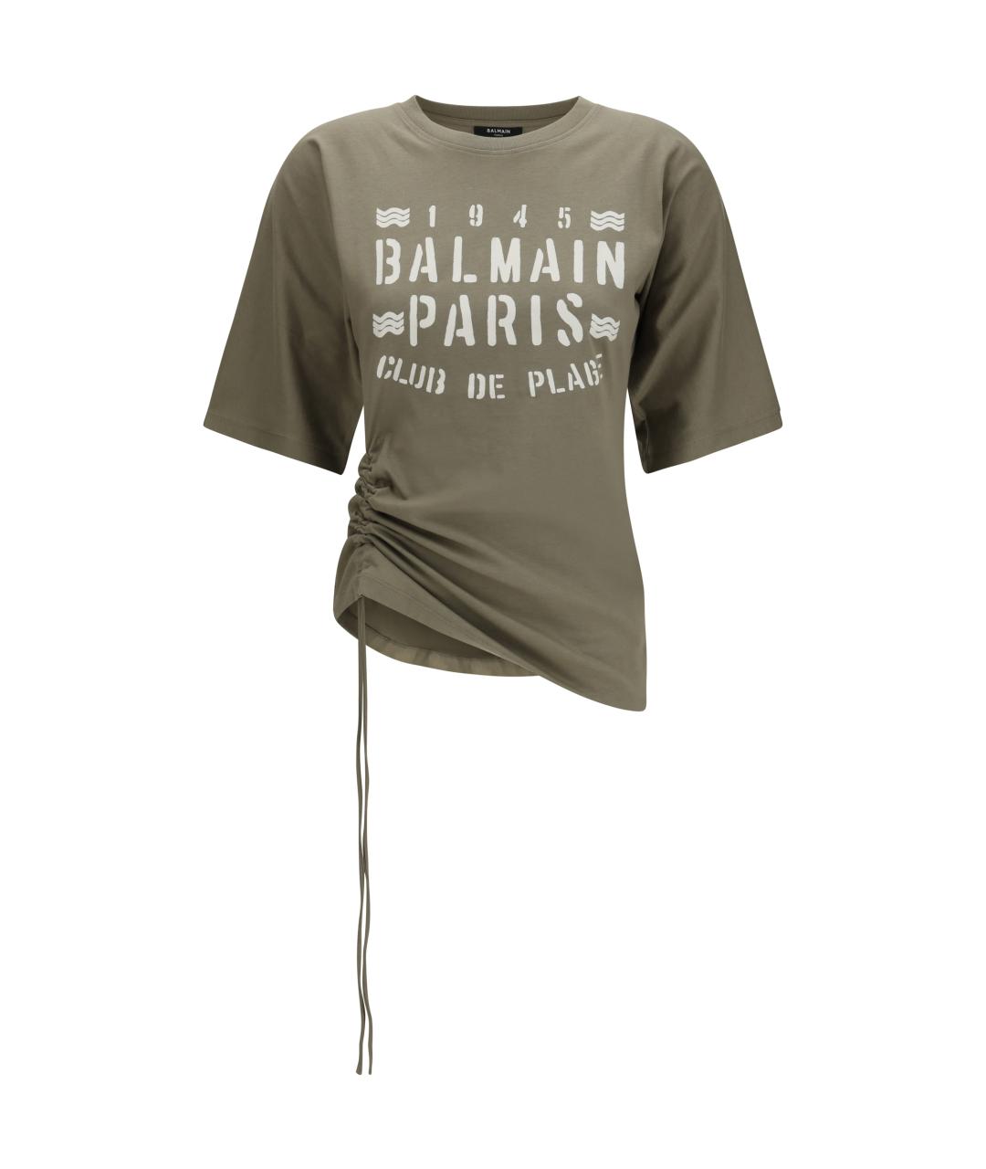 BALMAIN Бежевая хлопковая футболка, фото 1