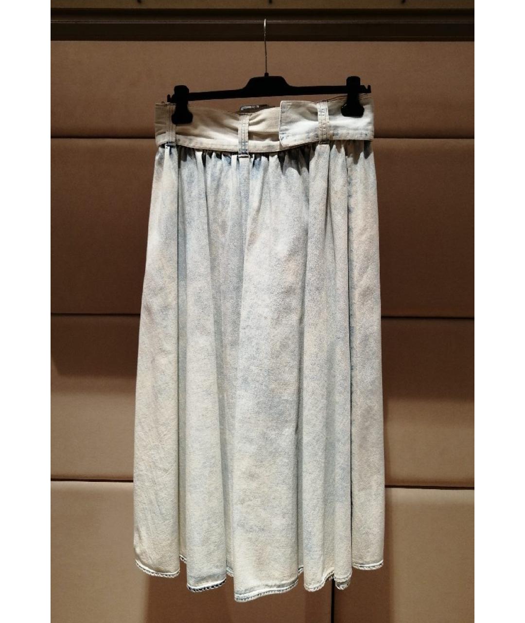 MSGM Голубая хлопковая юбка миди, фото 2