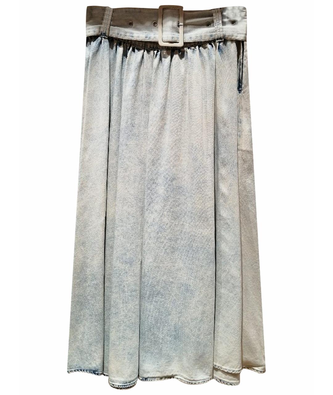 MSGM Голубая хлопковая юбка миди, фото 1