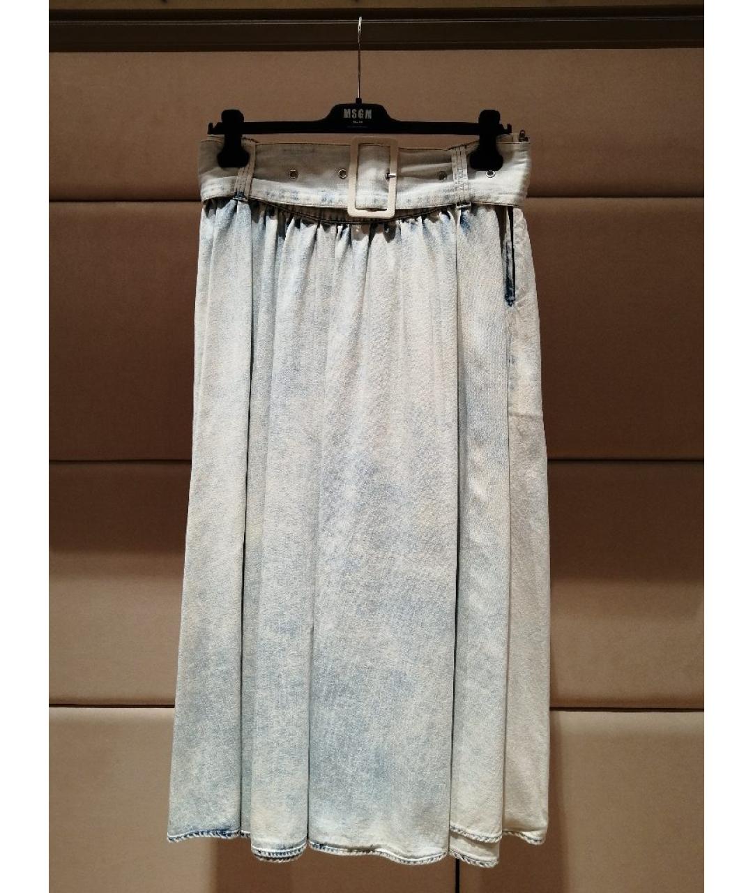 MSGM Голубая хлопковая юбка миди, фото 3