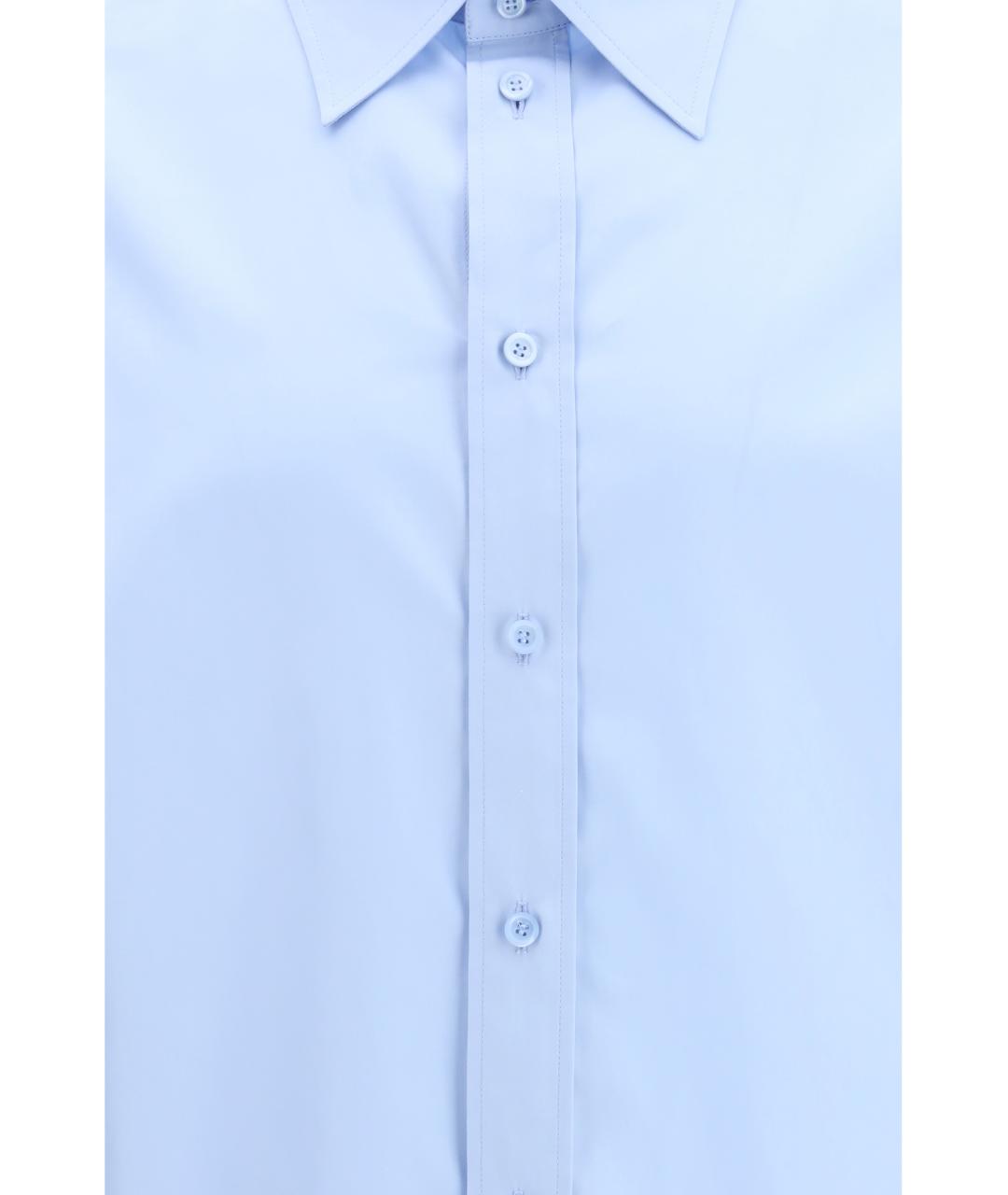 LOEWE Голубая хлопко-полиэстеровая классическая рубашка, фото 3