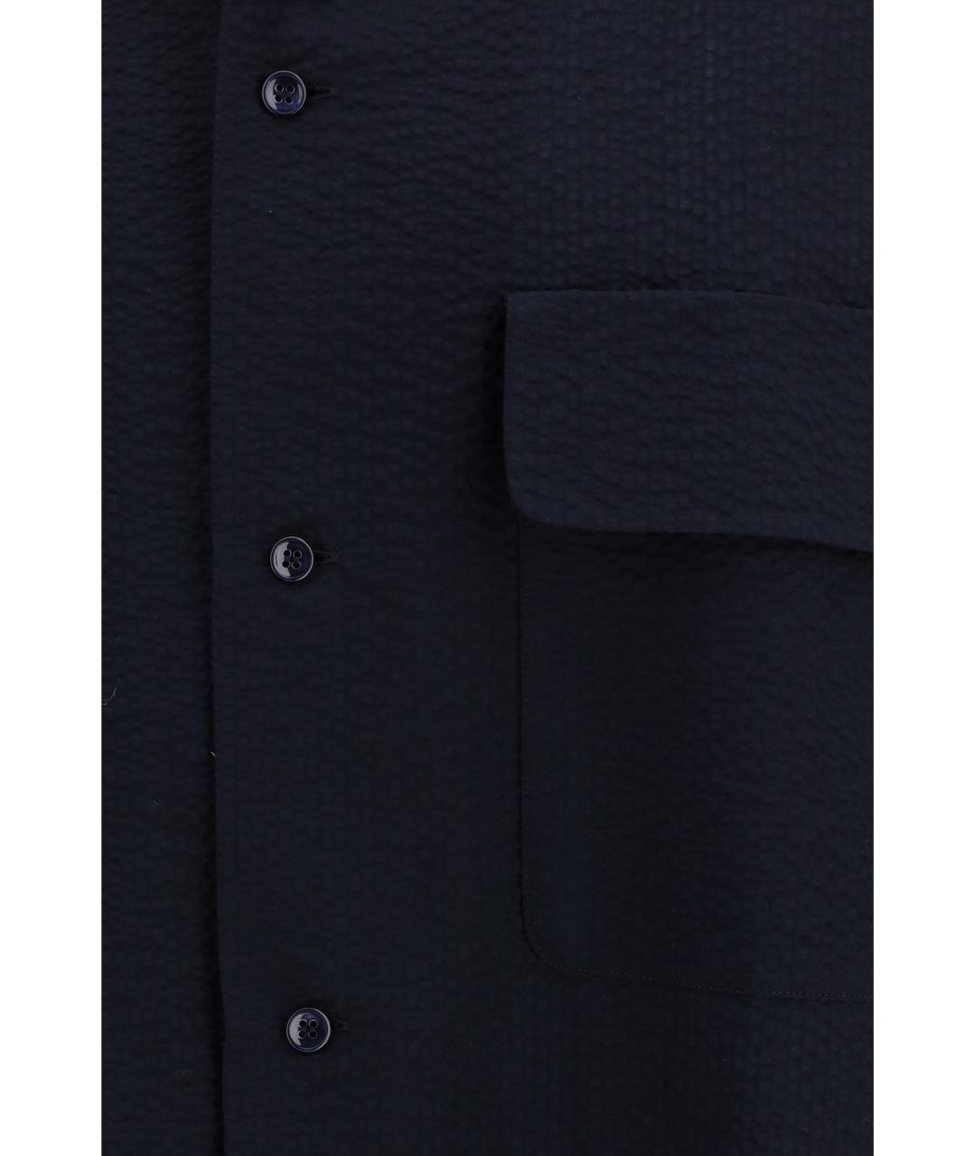 GIORGIO ARMANI Темно-синяя хлопковая классическая рубашка, фото 3
