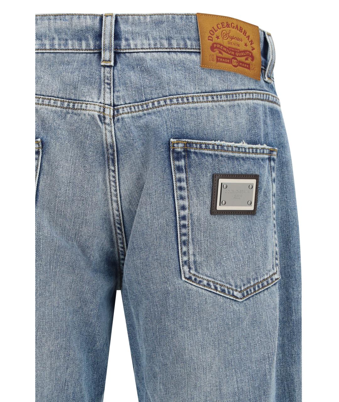 DOLCE&GABBANA Голубые хлопковые прямые джинсы, фото 3