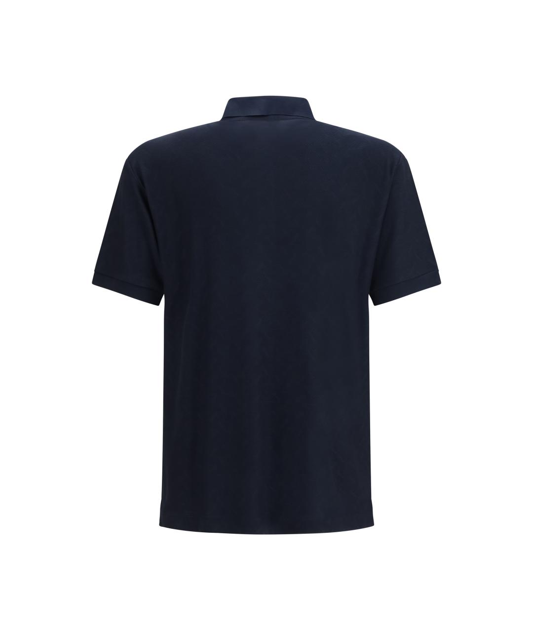 GIORGIO ARMANI Темно-синее вискозное поло с коротким рукавом, фото 2
