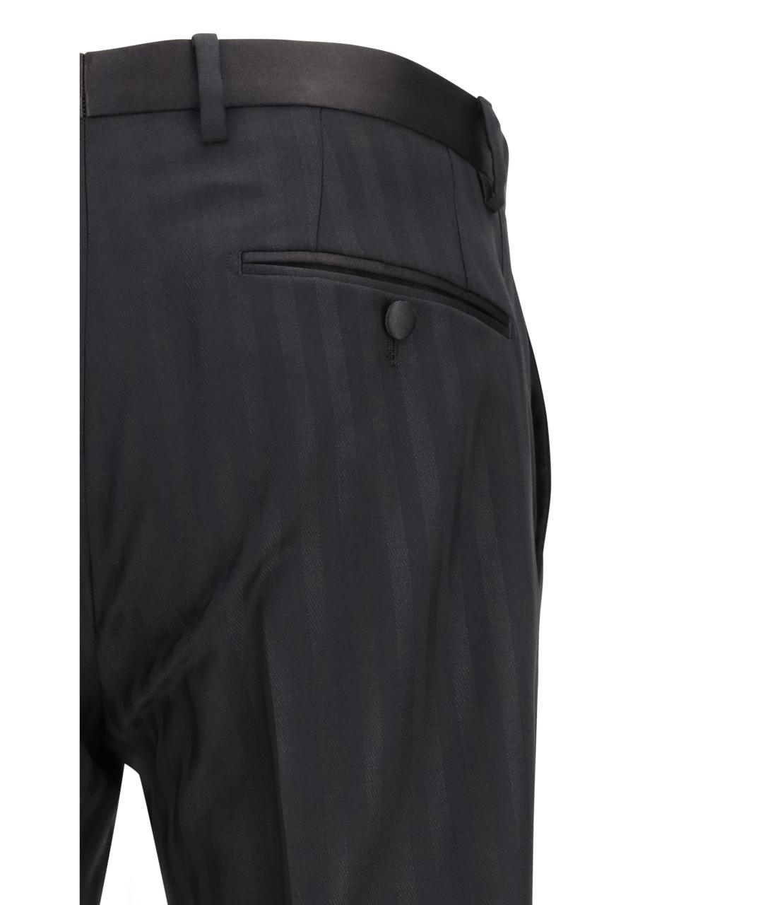 DOLCE&GABBANA Черные шерстяные повседневные брюки, фото 3