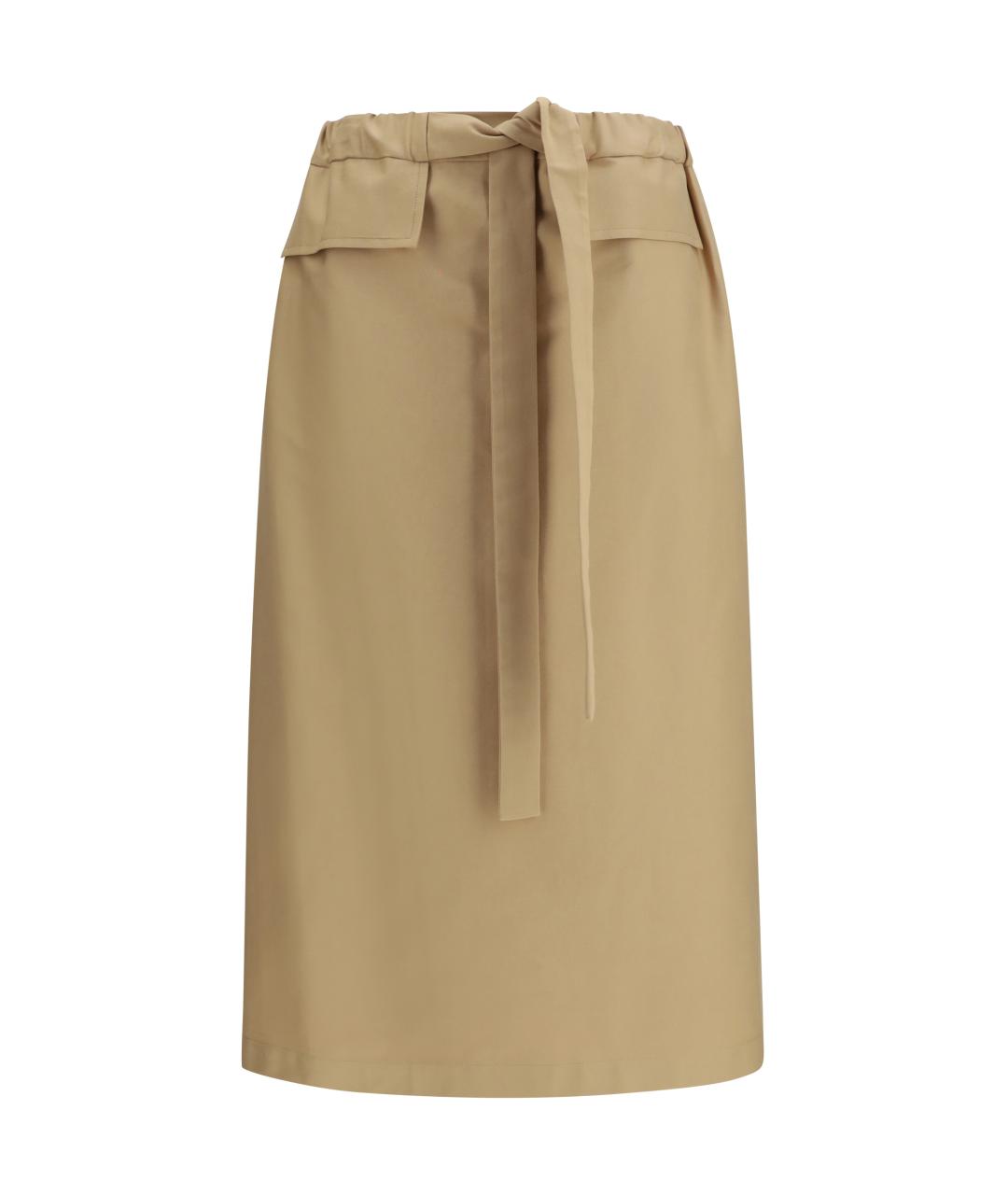 FABIANA FILIPPI Бежевая хлопко-эластановая юбка миди, фото 1