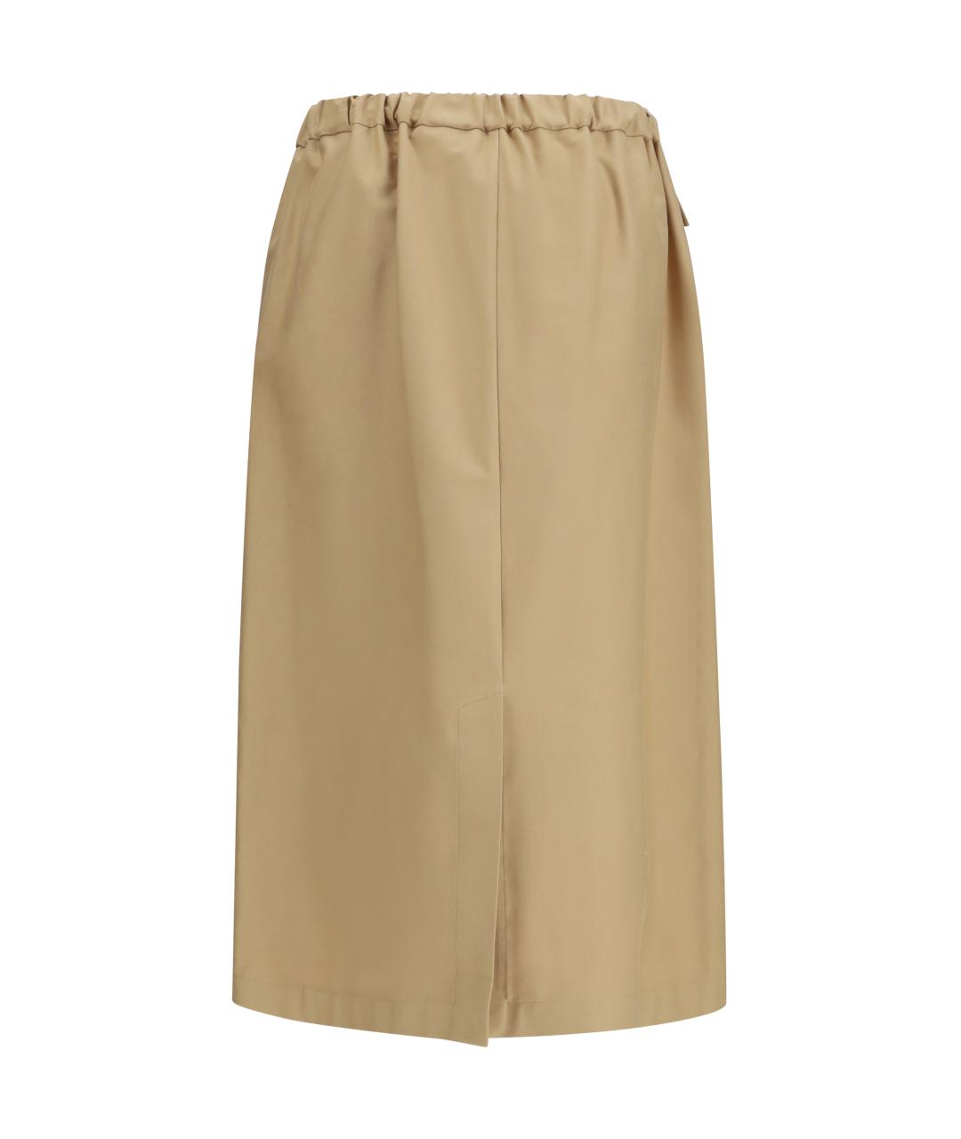 FABIANA FILIPPI Бежевая хлопко-эластановая юбка миди, фото 2