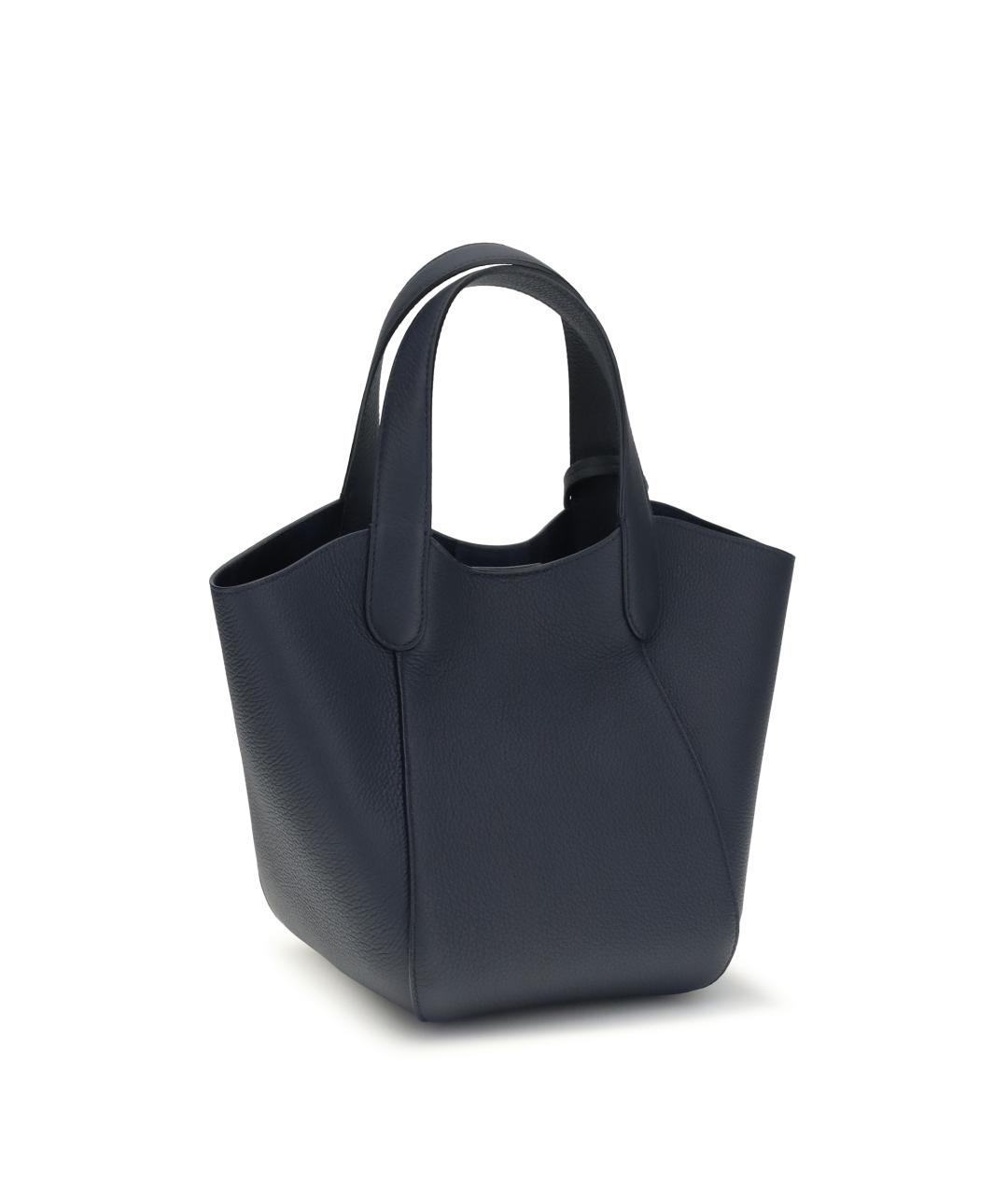 GIORGIO ARMANI Темно-синяя кожаная сумка тоут, фото 3