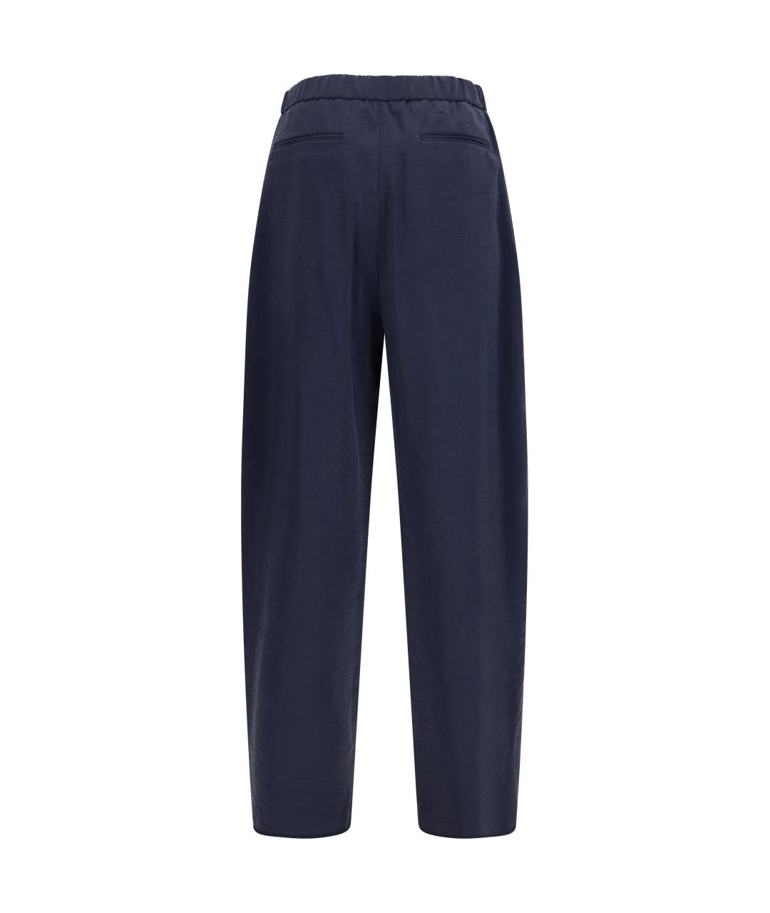 GIORGIO ARMANI Темно-синие шелковые повседневные брюки, фото 2