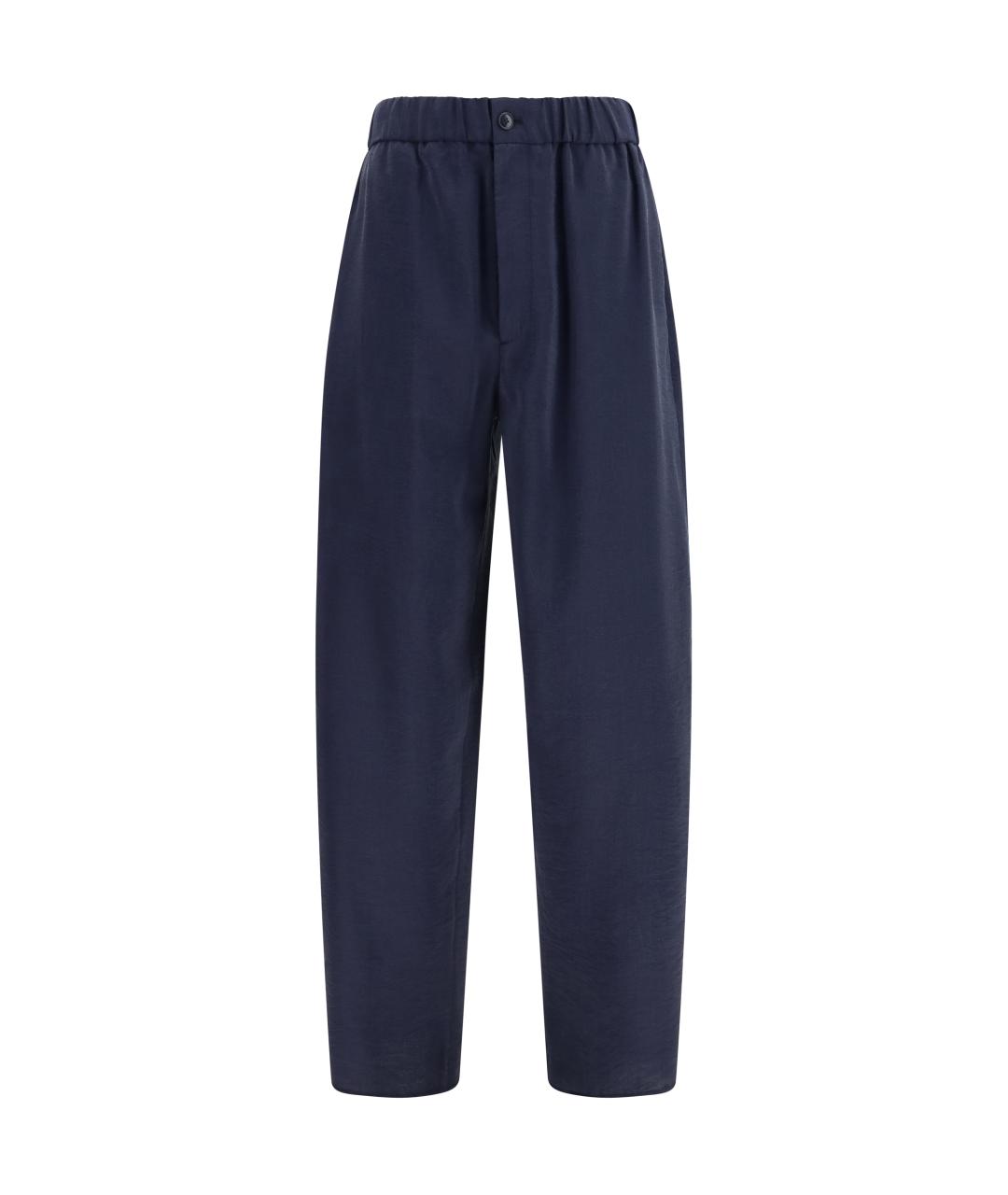 GIORGIO ARMANI Темно-синие шелковые повседневные брюки, фото 1