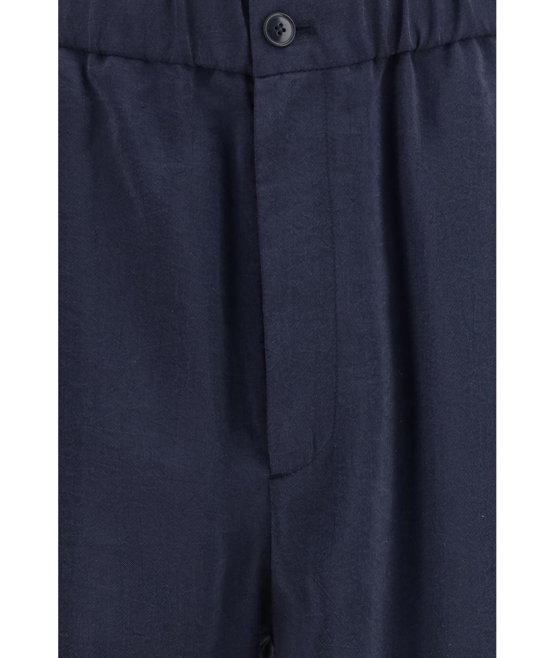 GIORGIO ARMANI Темно-синие шелковые повседневные брюки, фото 3