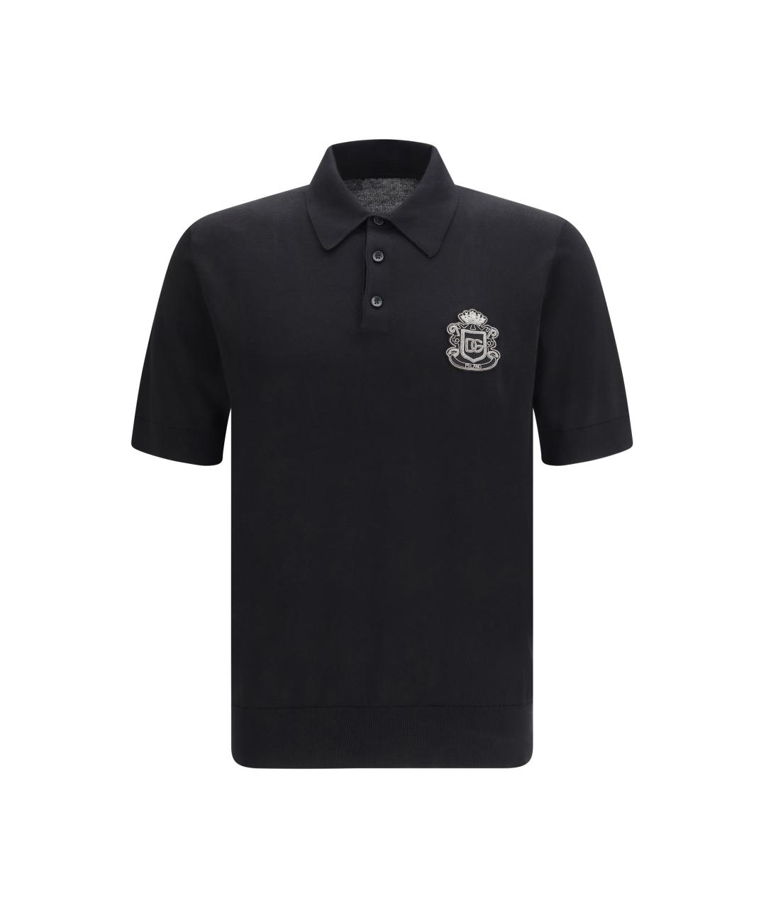 DOLCE&GABBANA Черное хлопковое поло с коротким рукавом, фото 1