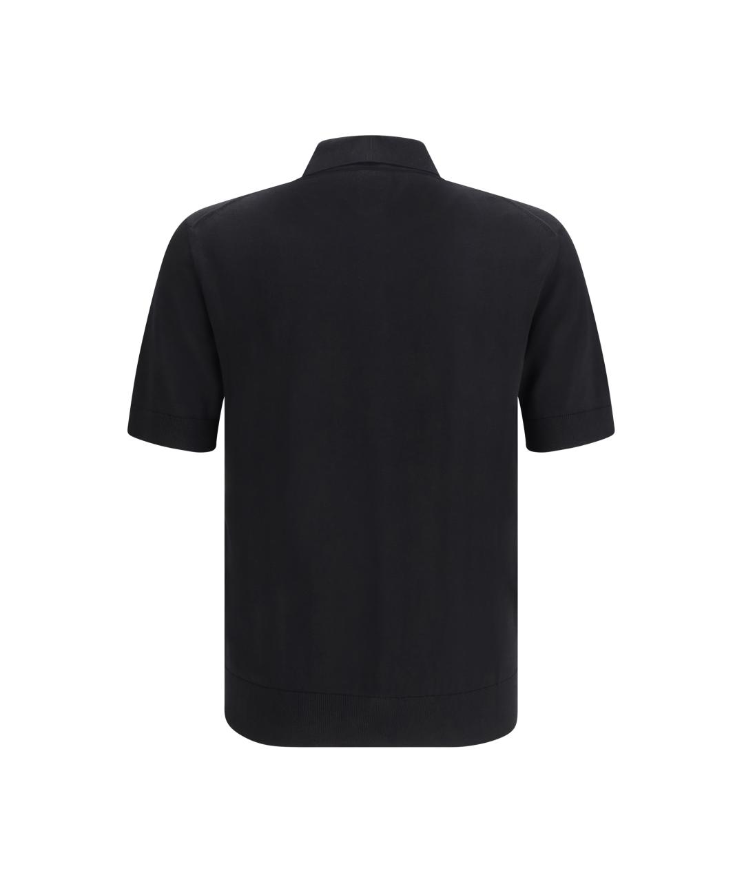 DOLCE&GABBANA Черное хлопковое поло с коротким рукавом, фото 2
