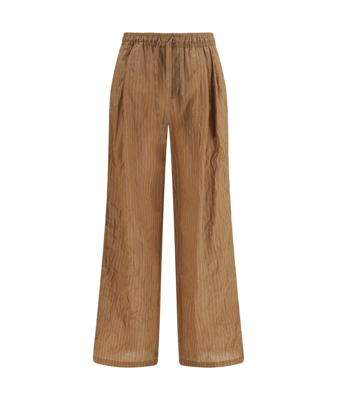 DOLCE&GABBANA Коричневые льняные повседневные брюки, фото 1