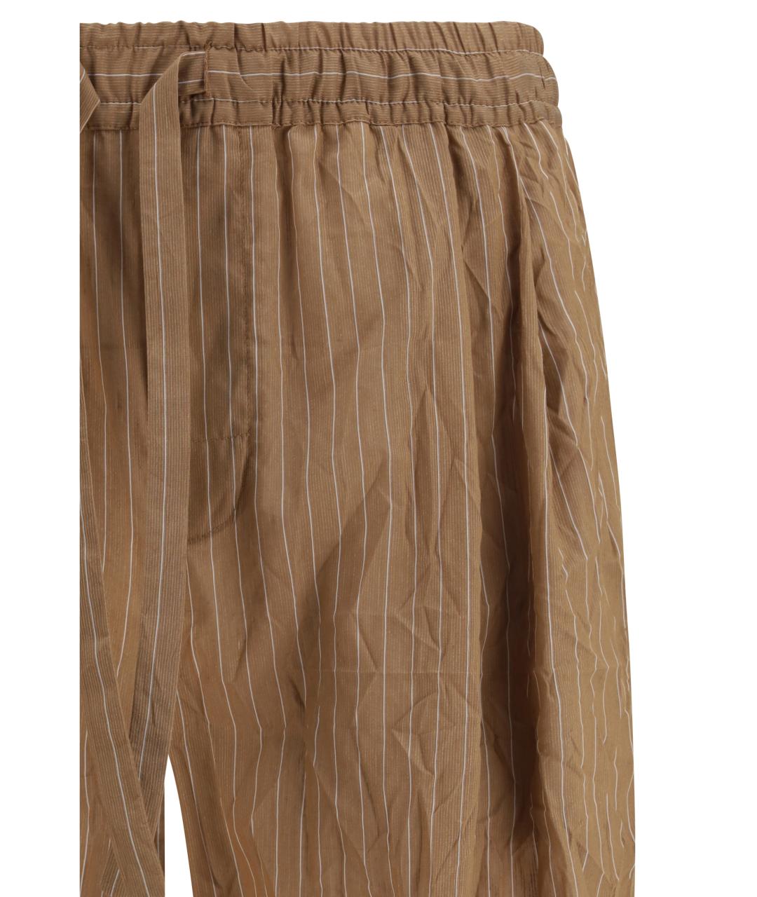 DOLCE&GABBANA Коричневые льняные повседневные брюки, фото 3