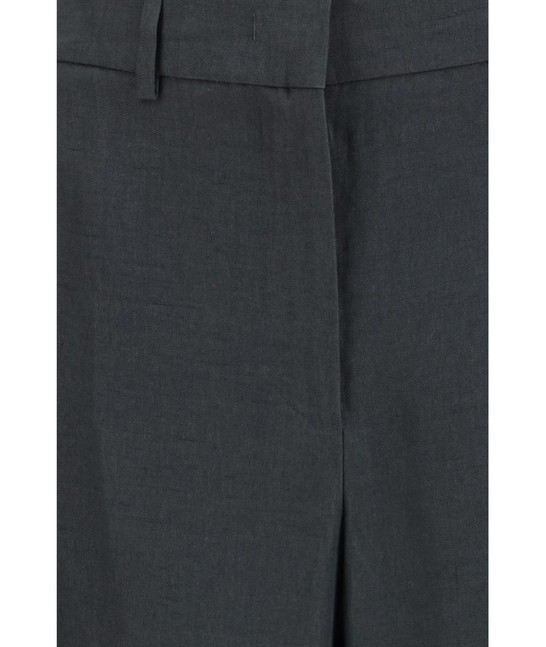 GIORGIO ARMANI Антрацитовые льняные брюки широкие, фото 3