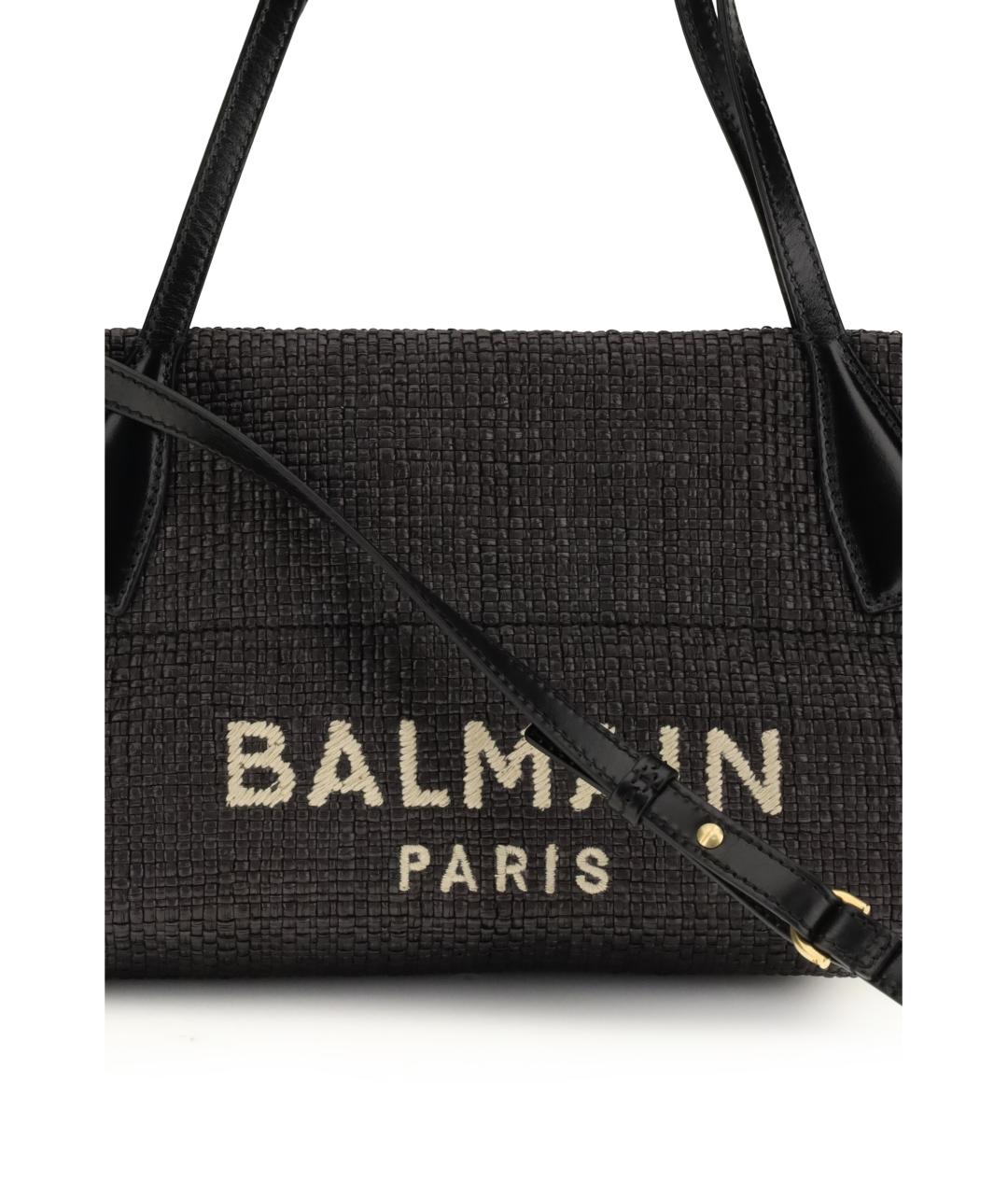 BALMAIN Черная пелетеная сумка тоут, фото 4