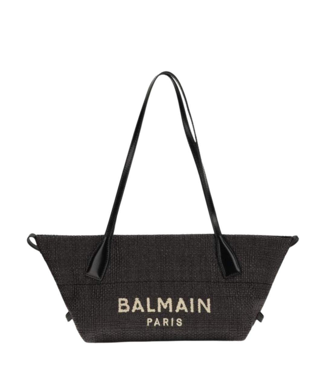 BALMAIN Черная пелетеная сумка тоут, фото 1