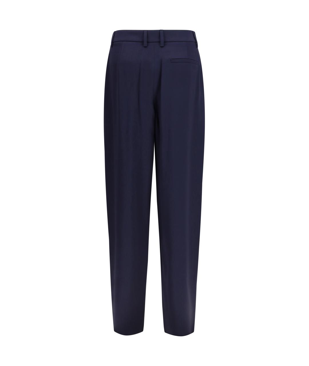 GIORGIO ARMANI Синие шелковые прямые брюки, фото 2